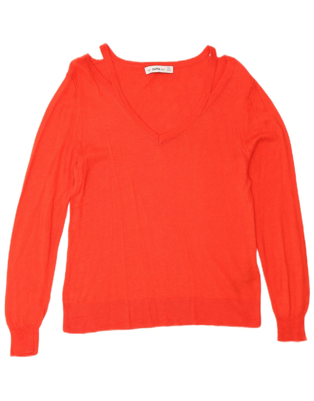 Maglione Zara da donna con scollo a V UK 10 piccolo viscosa arancione