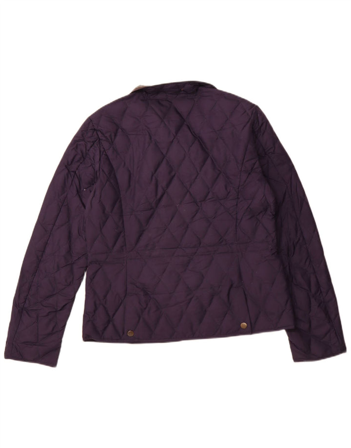 EDDIE BAUER Giacca imbottita trapuntata da donna UK 14 Poliestere medio blu navy