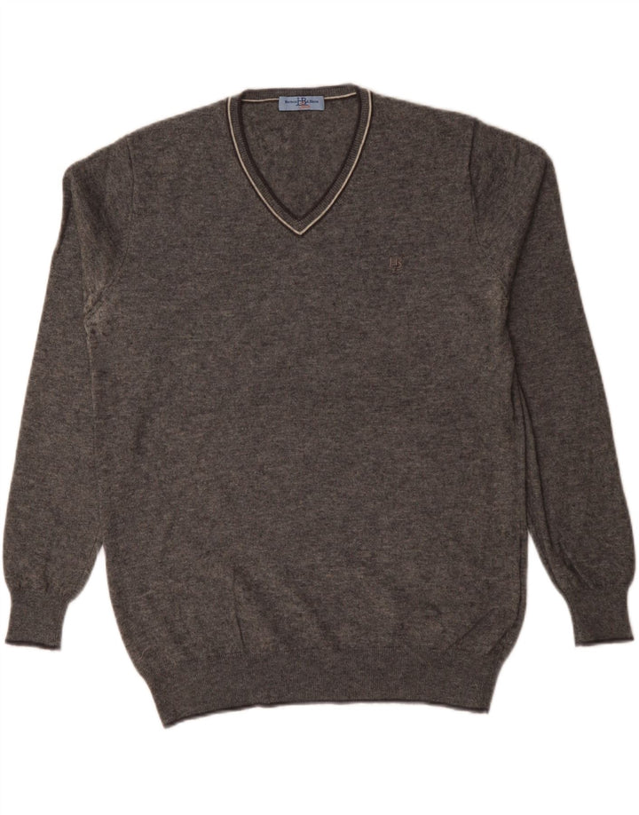 Maglione da uomo con scollo a V Harmont & Blaine, grande lana screziata grigia