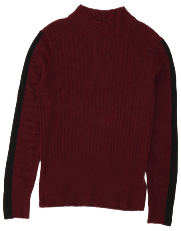 Maglione maglione a collo alto da donna Marks & Spencer UK 12 Borgogna medio