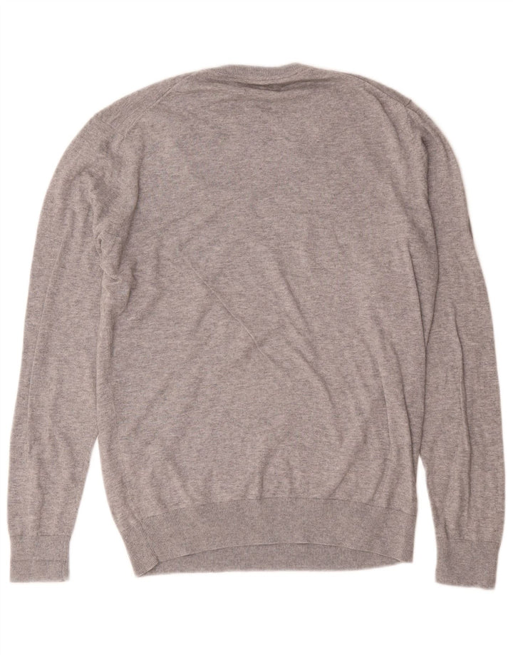 Maglione Zara da uomo con scollo a V, grande cotone chiazzato grigio