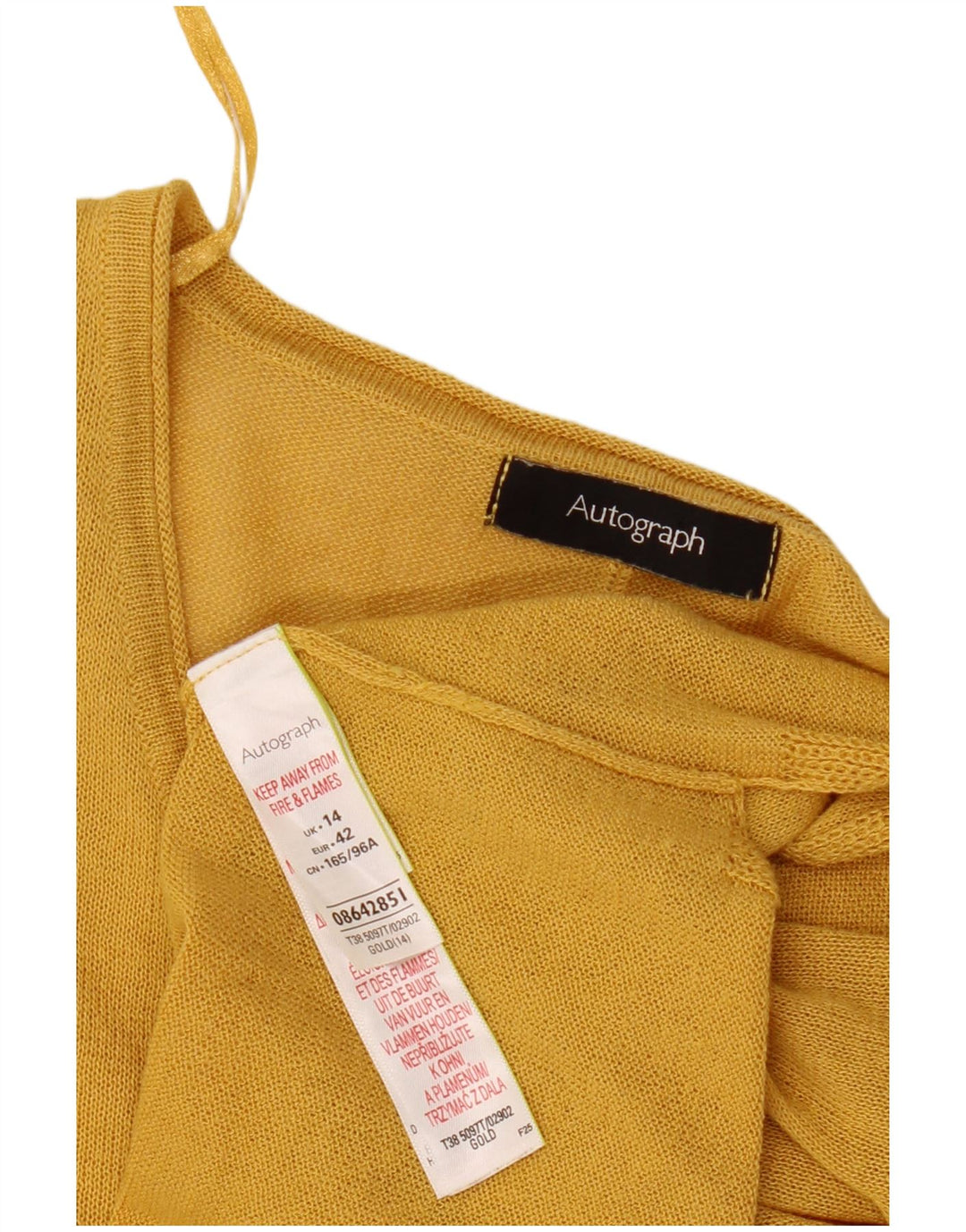 Marks & Spencer Camicetta oversize corta autografata da donna UK 14 grande Oro