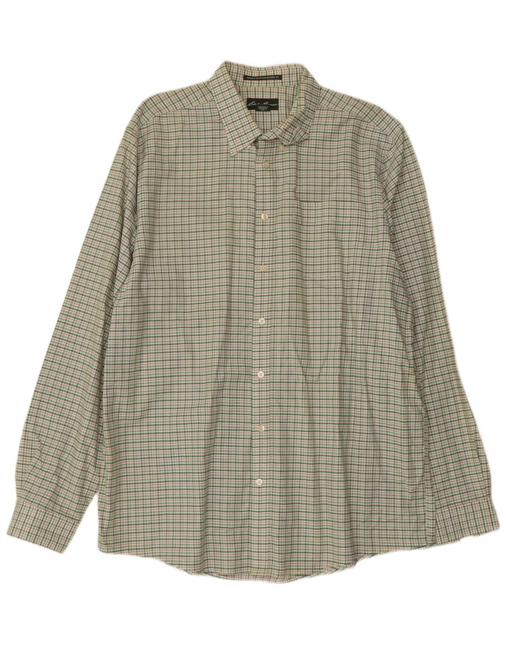 Eddie Bauer Camicia da uomo in flanella dalla vestibilità comoda e alta XL in cotone a quadri verde