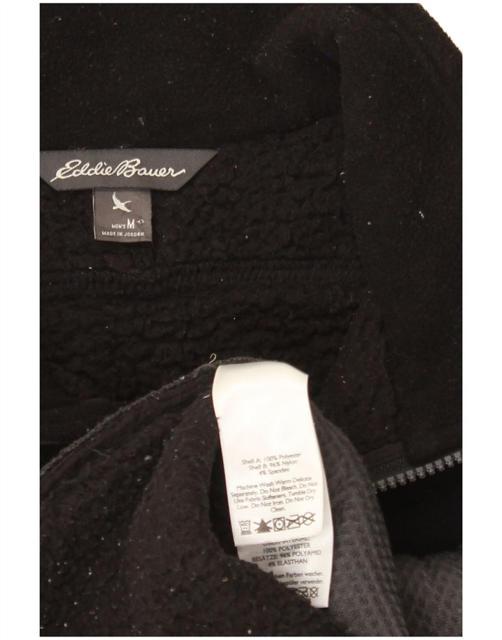 EDDIE BAUER Mens Fleece Jacket UK 38 Medium Black Colourblock Polyester