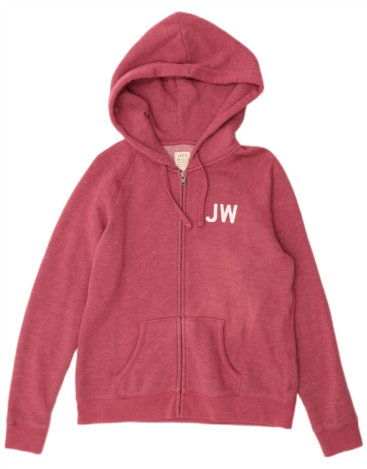 JACK WILLS Maglione con cappuccio e zip da donna UK 16 Grande bordeaux screziato