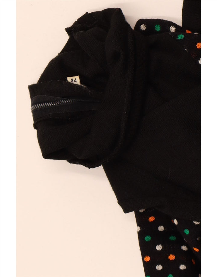 Abito maglione vintage da donna a maniche lunghe IT 44 medio nero maculato