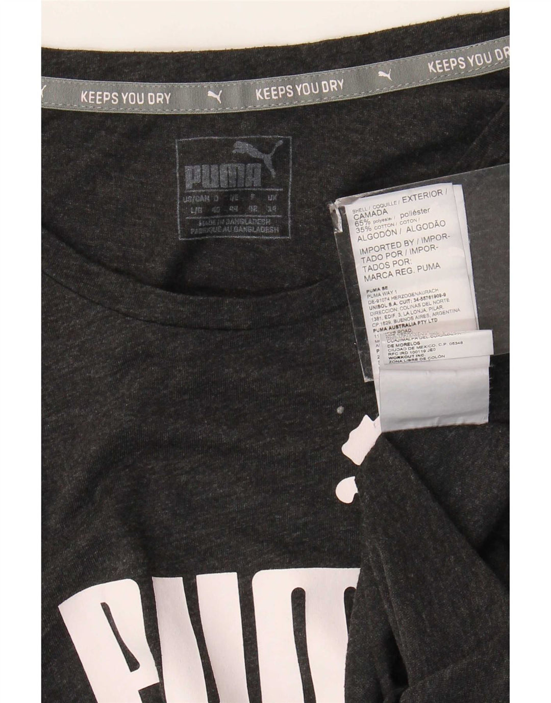 T-shirt grafica da donna Puma UK 14 Poliestere grigio medio