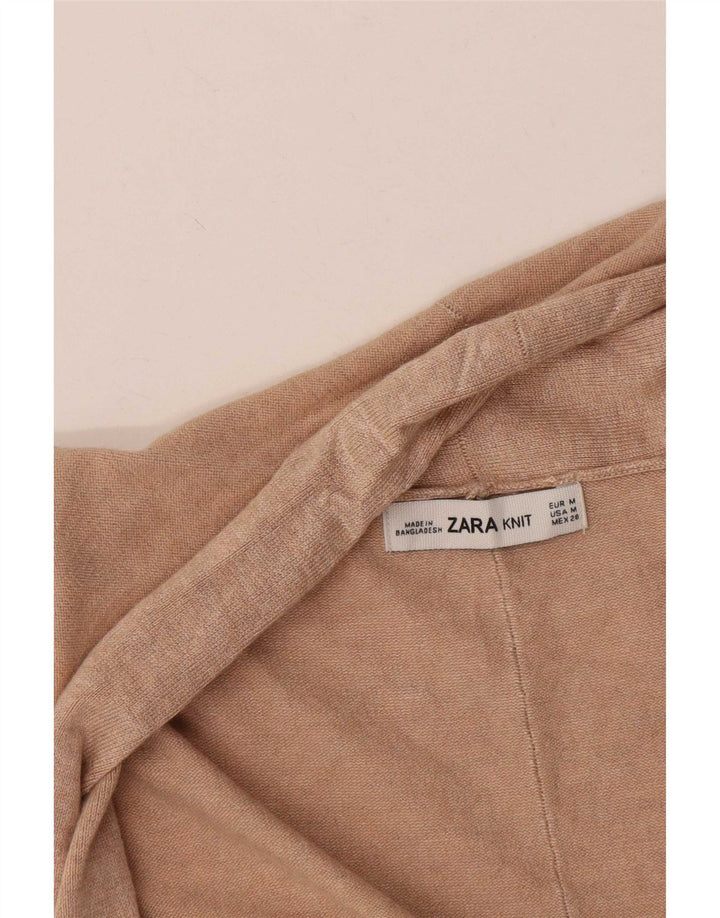 Maglione cardigan aperto a lunga linea da donna Zara UK 14 Beige medio