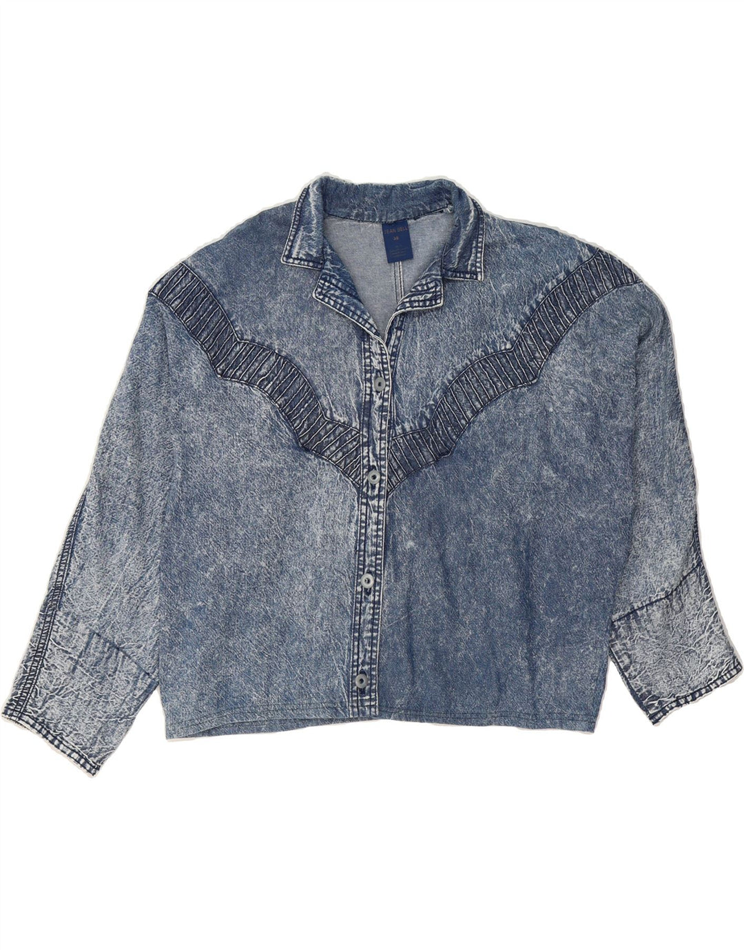 VINTAGE Womens Oversized Denim Shirt EU 38 Medium Blue Cotton Vintage Vintage and Second-Hand Vintage from Messina Hembry 