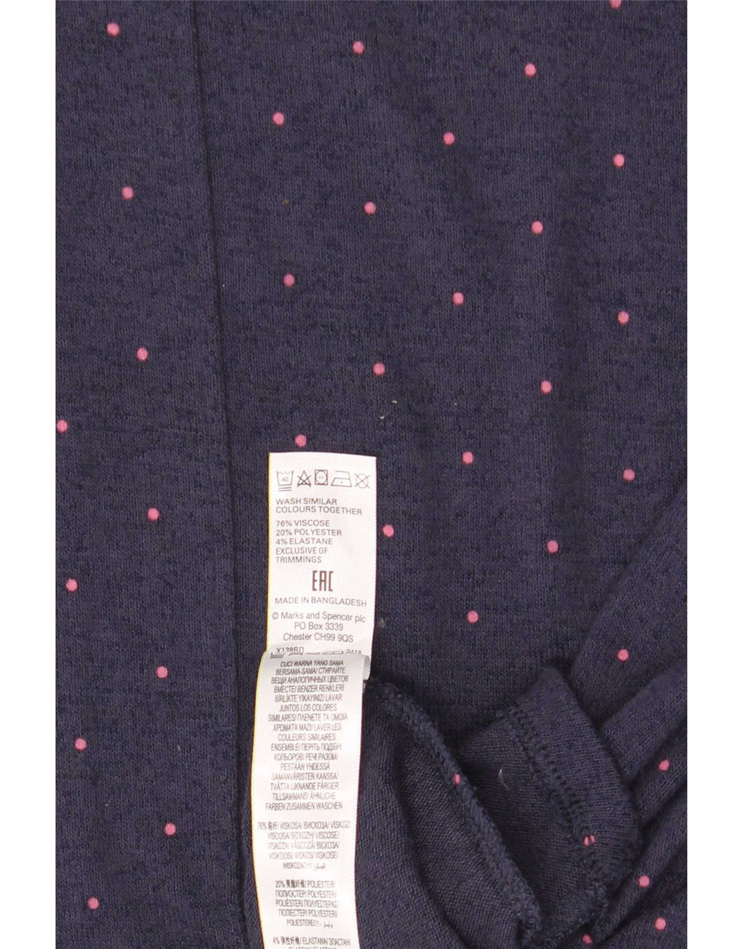 Top manica lunga da donna Marks & Spencer UK 14 grande blu navy maculato