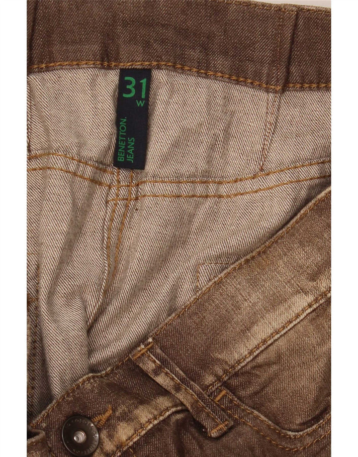 Mini gonna di jeans a vita bassa da donna Benetton W31 Marrone medio