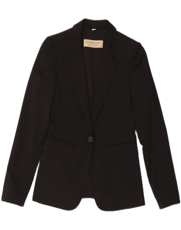 Giacca blazer da donna a 1 bottone Burberry UK 4 XS classica in lana nera