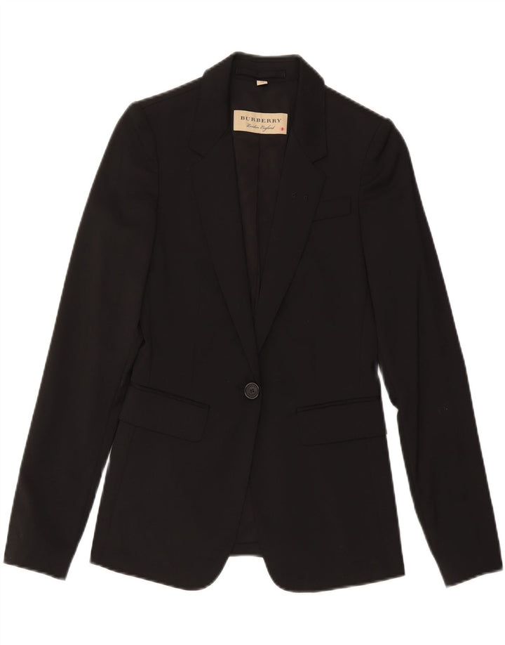 Giacca blazer da donna a 1 bottone Burberry UK 4 XS classica in lana nera