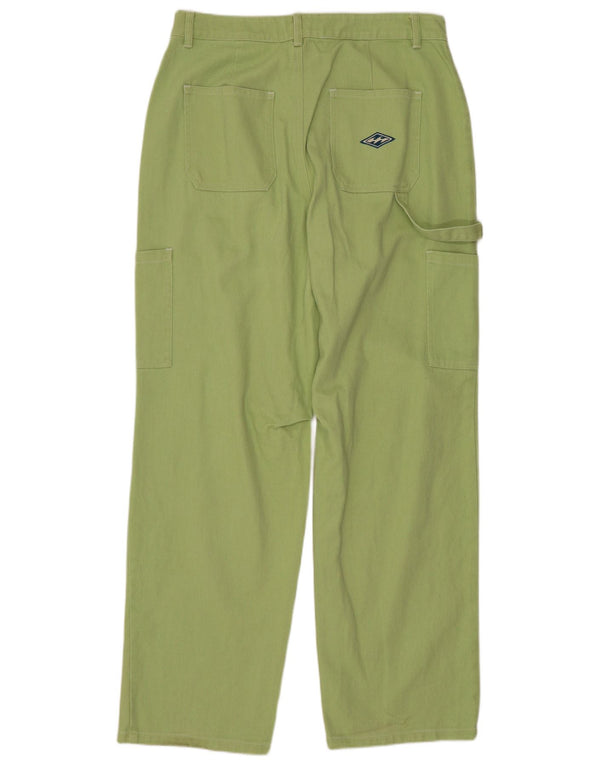 Pantaloni cargo dritti da donna Billabong UK 10 piccoli W32 L29 cotone verde