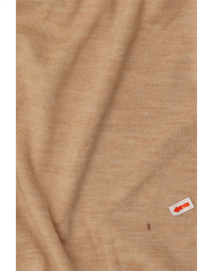 UNGARO Mens V-Neck Jumper Sweater IT 48 Medium Beige Wool