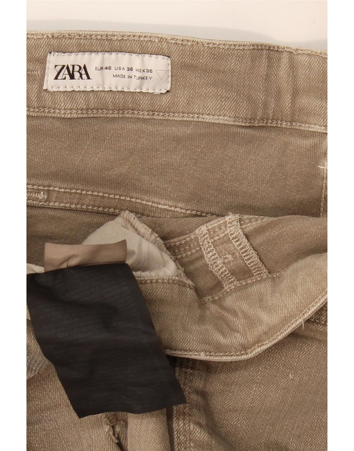 Pantaloncini in denim invecchiato ZARA da uomo EU 46 XL W36 kaki