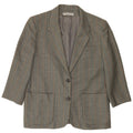 Giacca blazer vintage da donna a 2 bottoni IT 46 grande lana pied de poule grigia