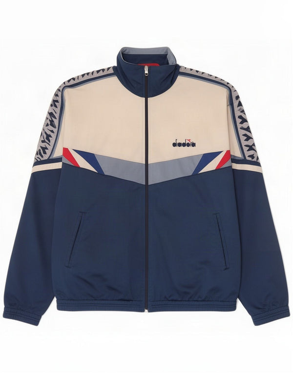 Diadora Giacca da tuta grafica da uomo UK 44 XL Navy Blue Colourblock