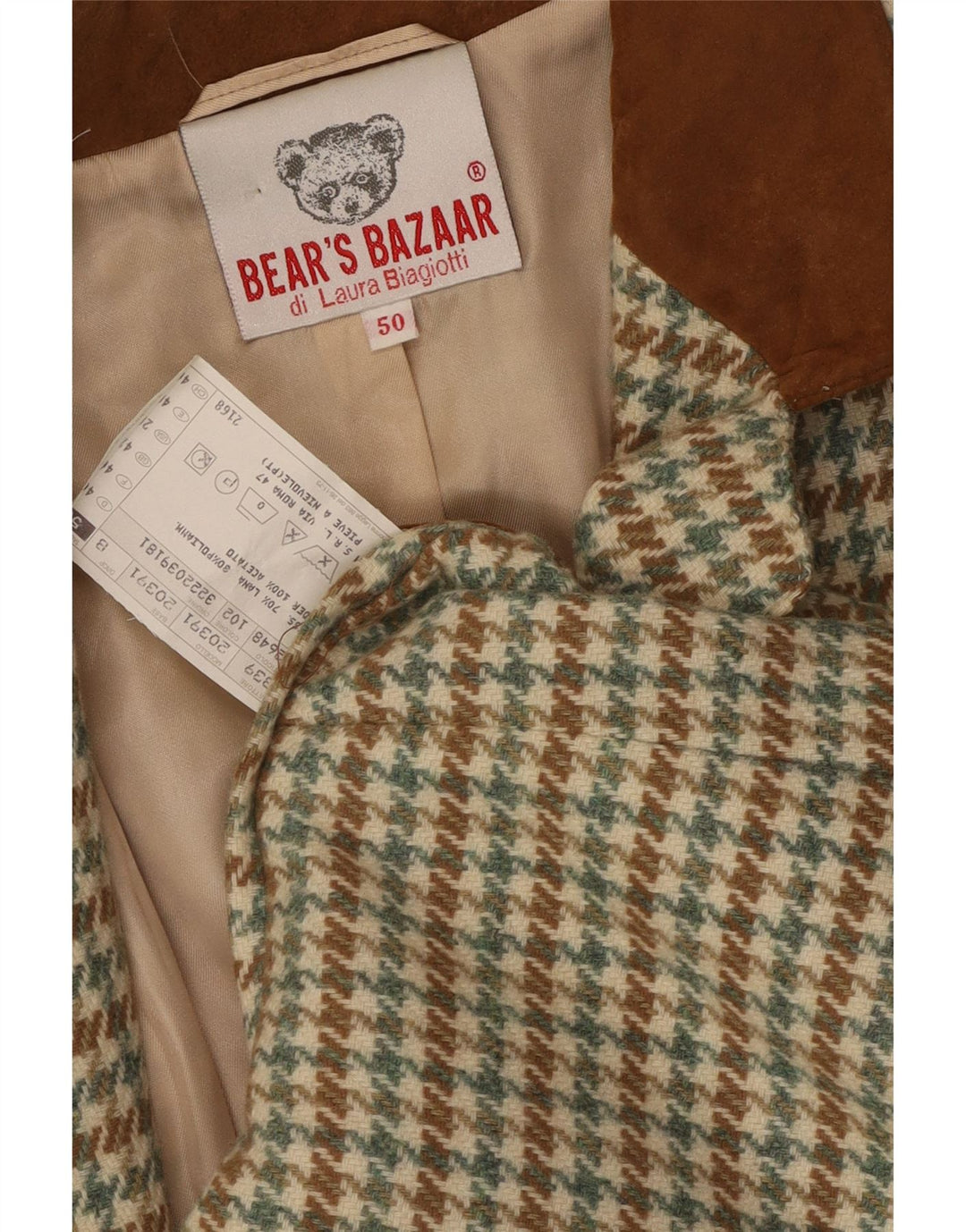 LAURA BIAGIOTTI Womens Blazer Jacket IT 50 XL Multicoloured Houndstooth