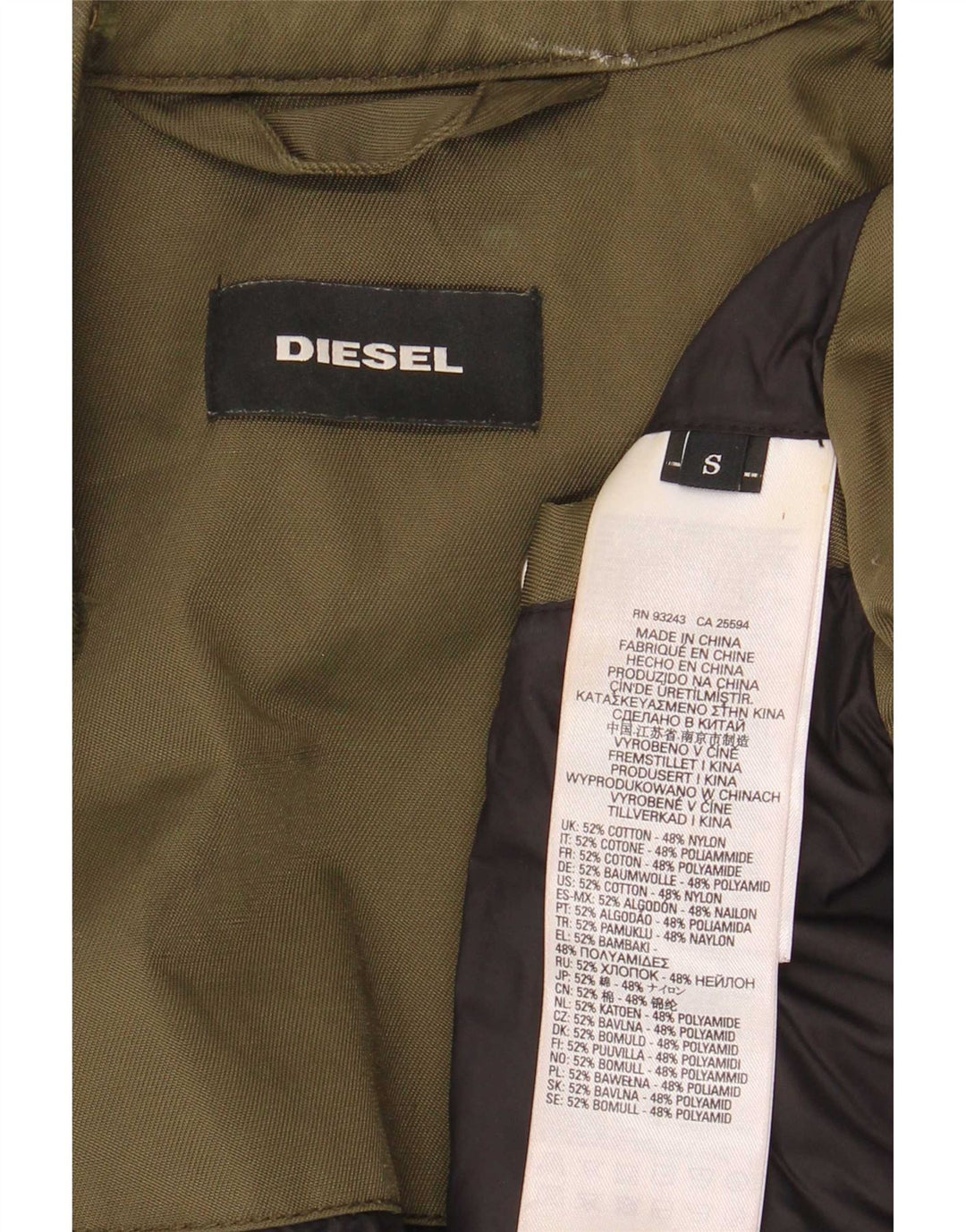 Giacca bomber da uomo Diesel UK 36 Small Khaki