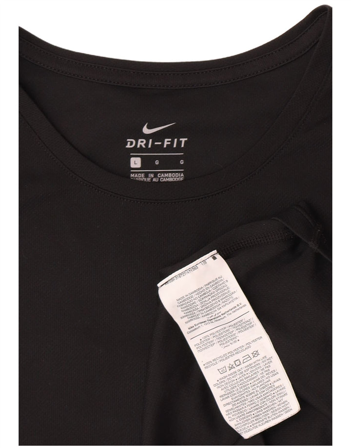 T-shirt grafica Nike Dri Fit da donna, taglia UK 16, grande, poliestere nero