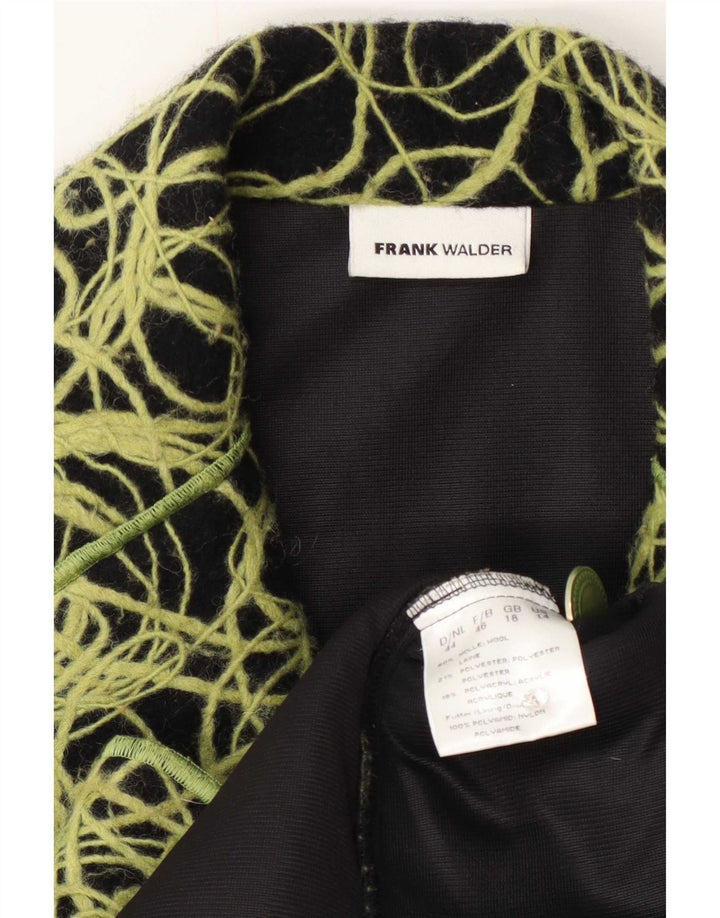 Giacca blazer da donna a 3 bottoni con motivo astratto UK 18 XL lana verde