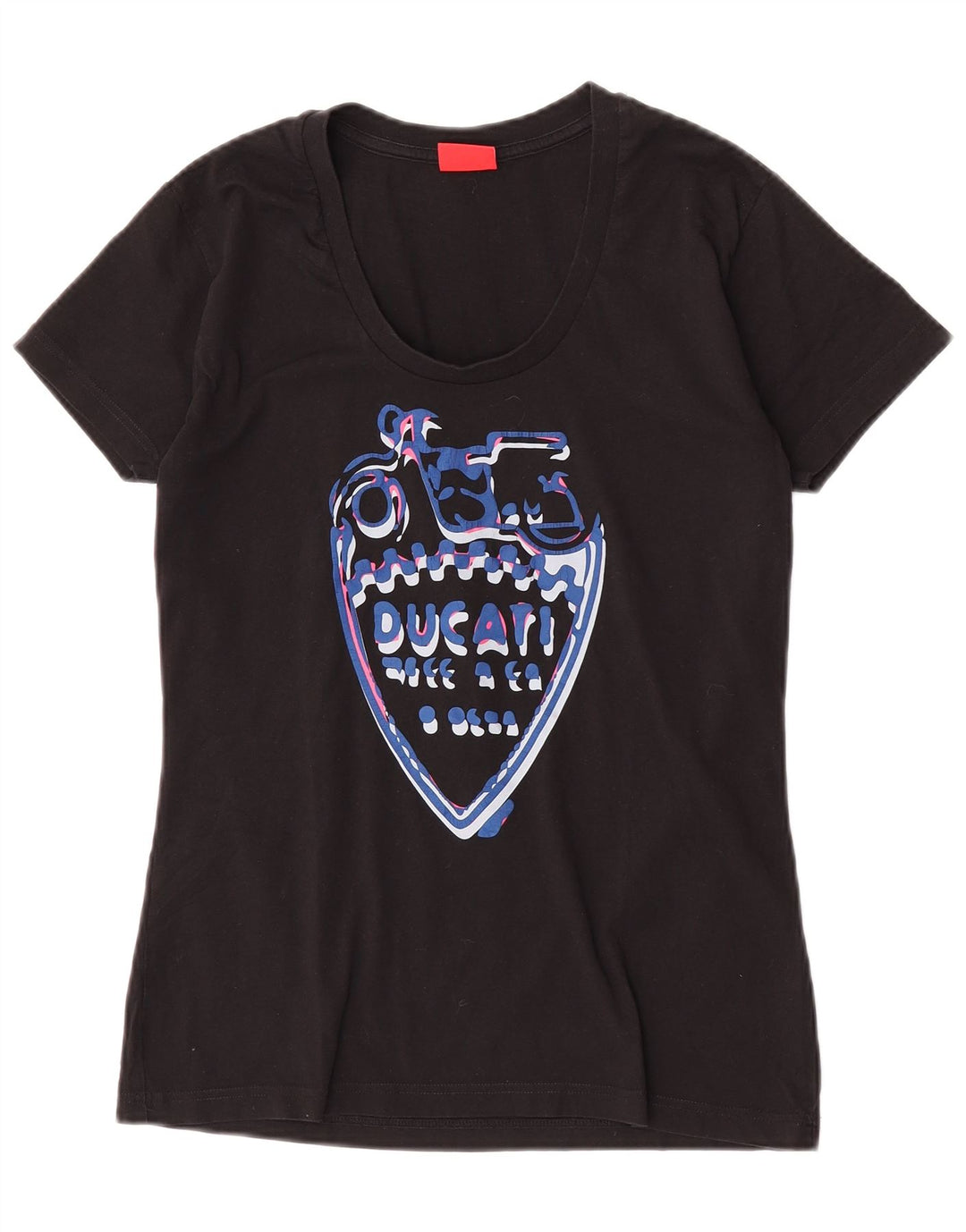 T-shirt grafica da donna Ducati Top UK 12 cotone medio nero