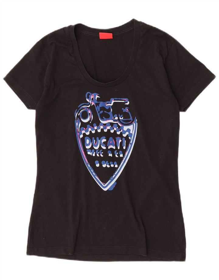T-shirt grafica da donna Ducati Top UK 12 cotone medio nero