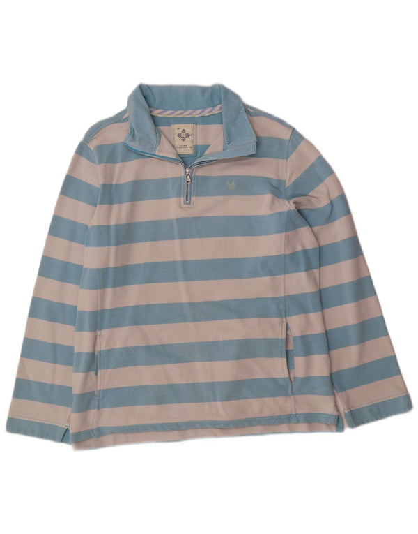 Crew Clothing Womens Zip Neck Sweatshirt Jumper UK 18 XL Blue Striped