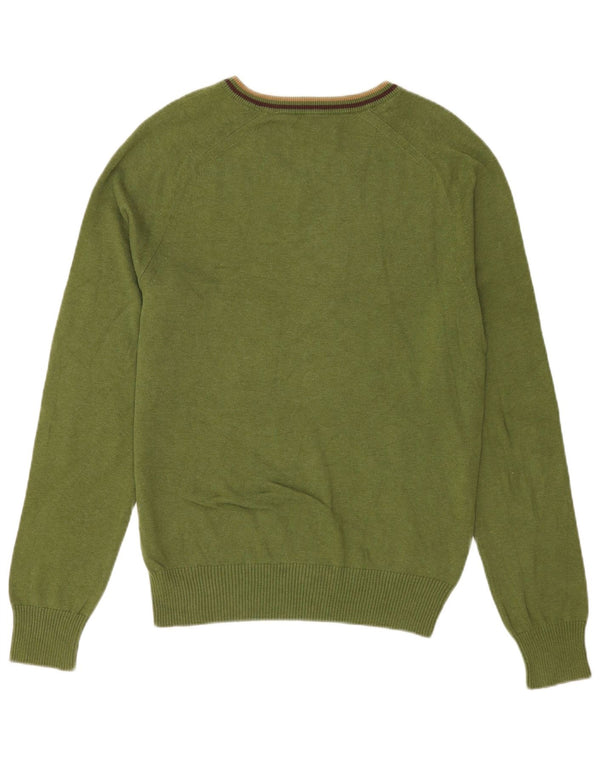Maglione da uomo con scollo a V Penguin in cotone a righe verde medio