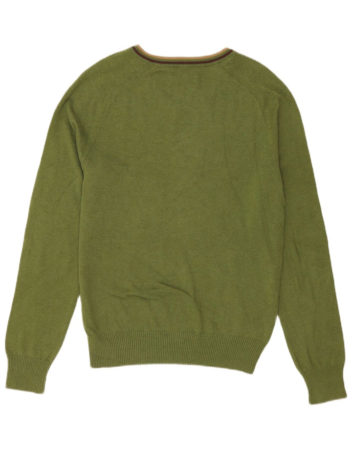 Maglione da uomo con scollo a V Penguin in cotone a righe verde medio