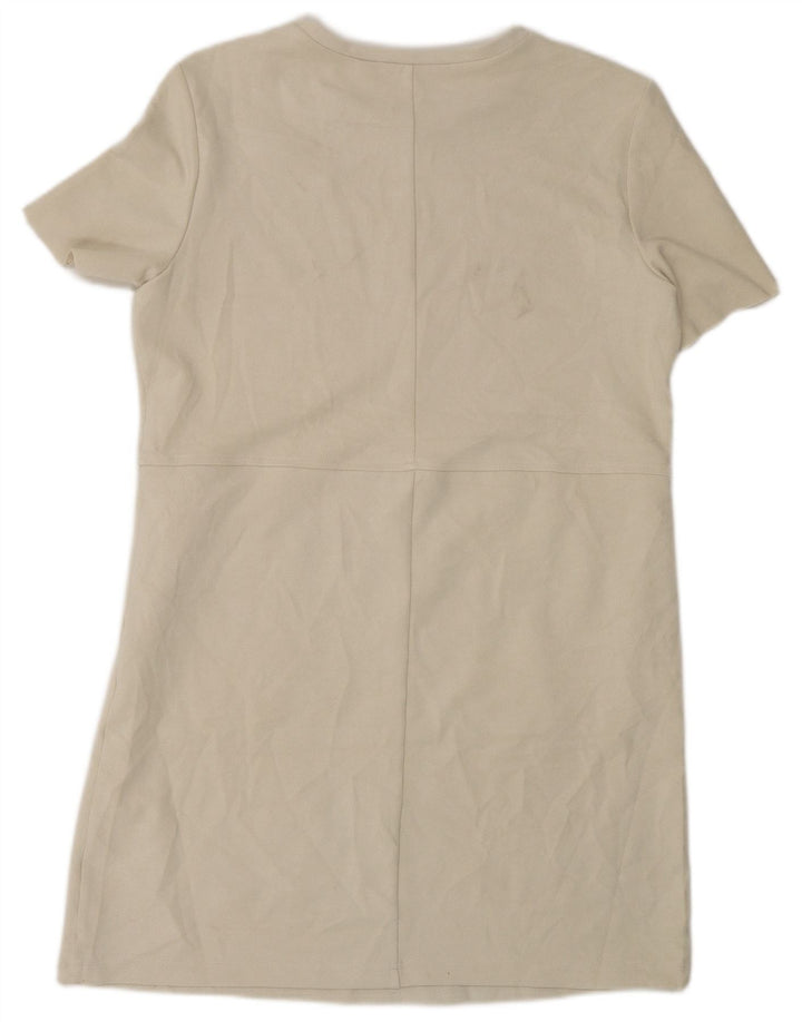Abito a trapezio da donna Zara UK 14 Poliestere beige medio