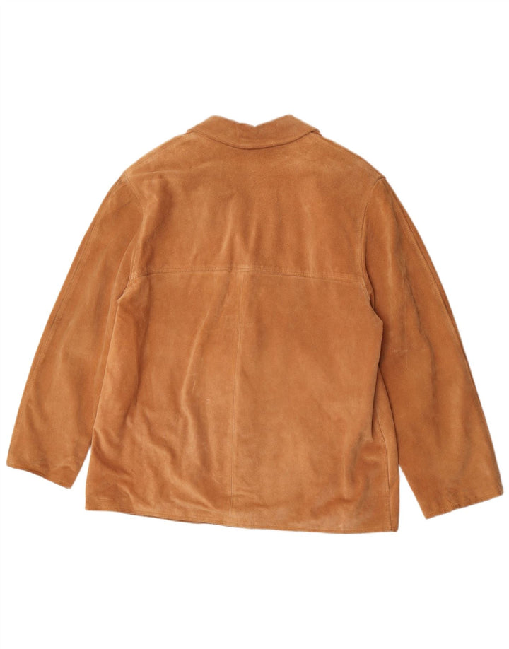 Giacca blazer vintage oversize da donna in pelle scamosciata a 4 bottoni IT 44 Marrone medio