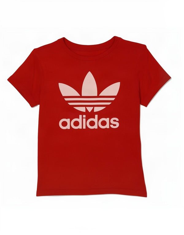 T-shirt grafica da ragazzo Adidas Top 10-11 anni in cotone rosso