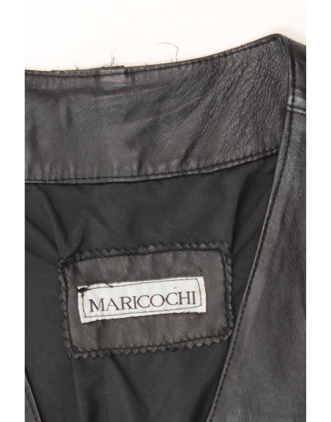 Gilet in pelle vintage da uomo grande nero