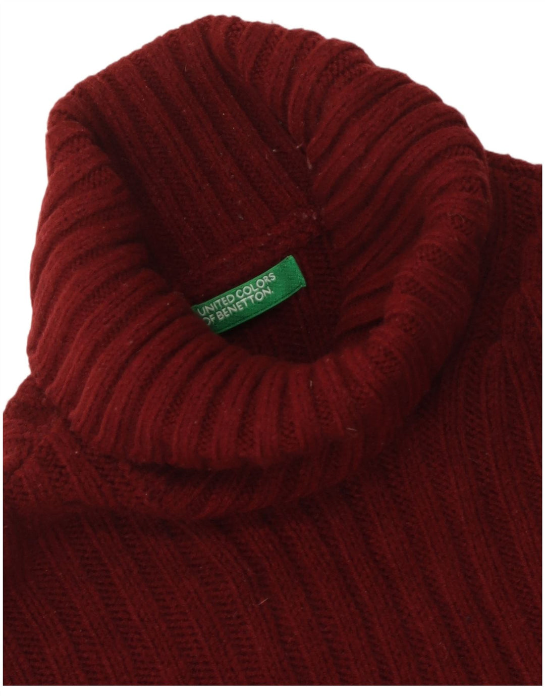 Maglione maglione da uomo a collo alto Benetton piccolo bordeaux