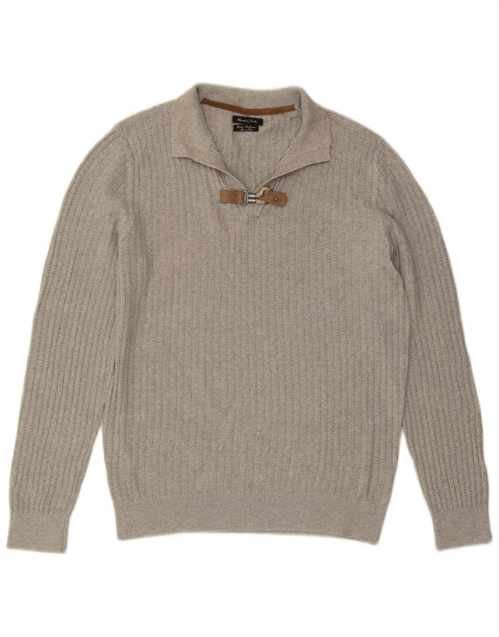 MASSIMO DUTTI Maglione da uomo con collo alto in cotone grigio medio