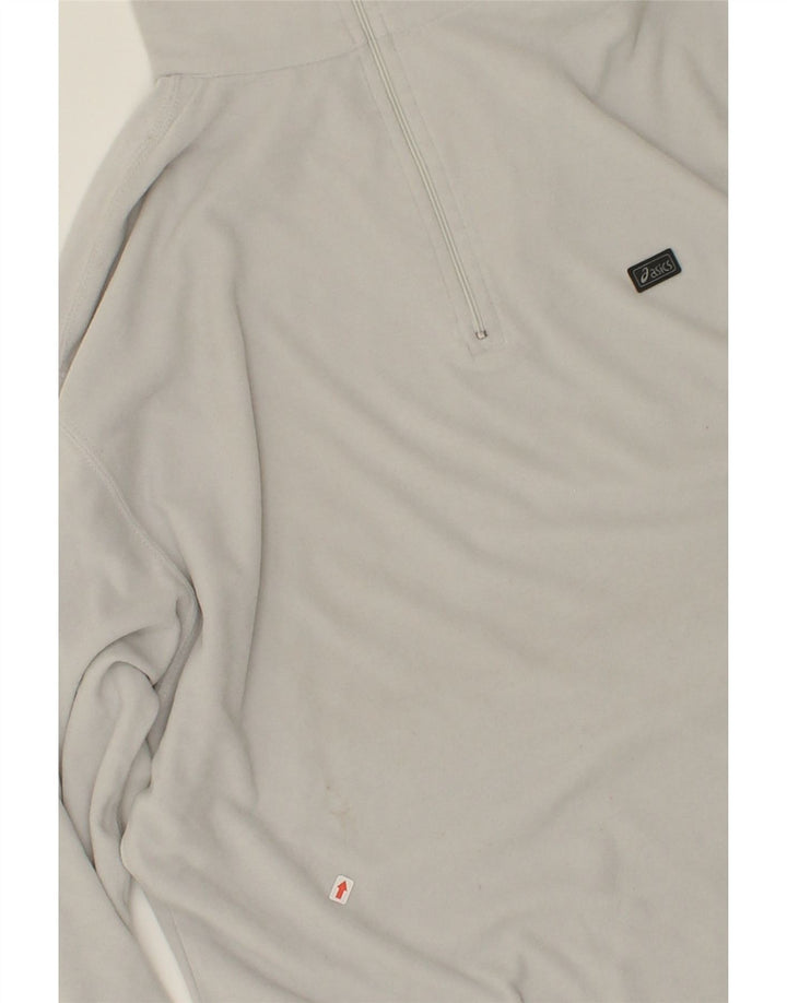 ASICS Mens Zip Neck Top Long Sleeve Small Grey Polyester Vintage Asics and Second-Hand Asics from Messina Hembry 