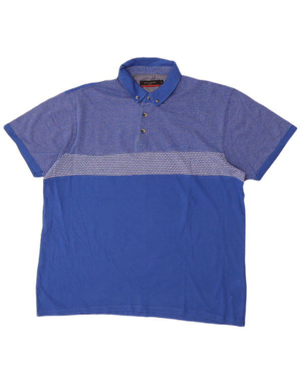 Polo da uomo Pierre Cardin XL in cotone color block blu