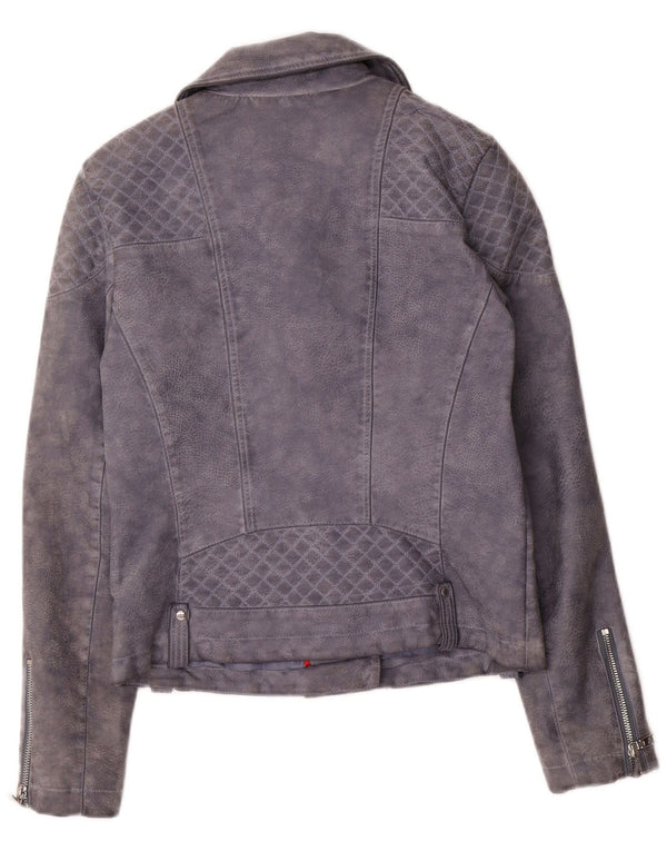Giacca da motociclista in ecopelle da donna Tommy Hilfiger UK 10 piccola grigia