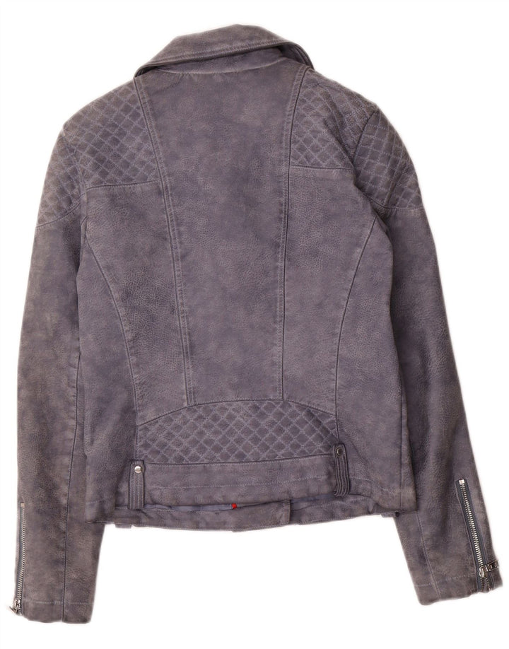 Giacca da motociclista in ecopelle da donna Tommy Hilfiger UK 10 piccola grigia