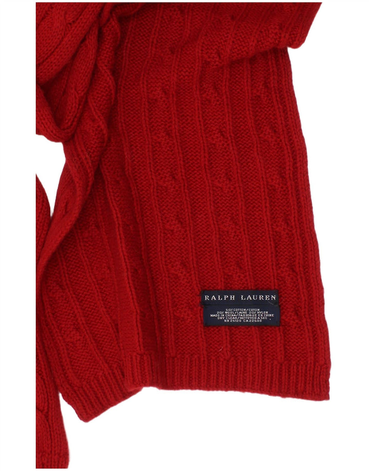 Sciarpa rettangolare lavorata a maglia da donna Ralph Lauren taglia unica in cotone rosso