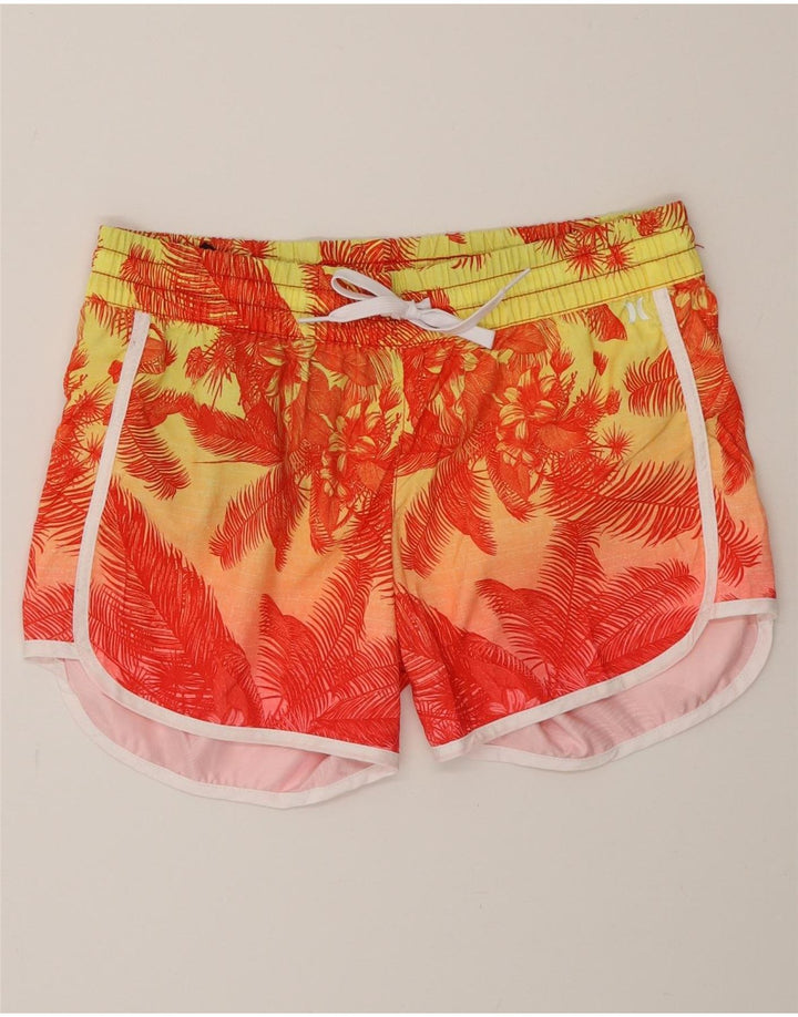 Pantaloncini sportivi da donna Hurley UK 10 piccoli in poliestere floreale arancione