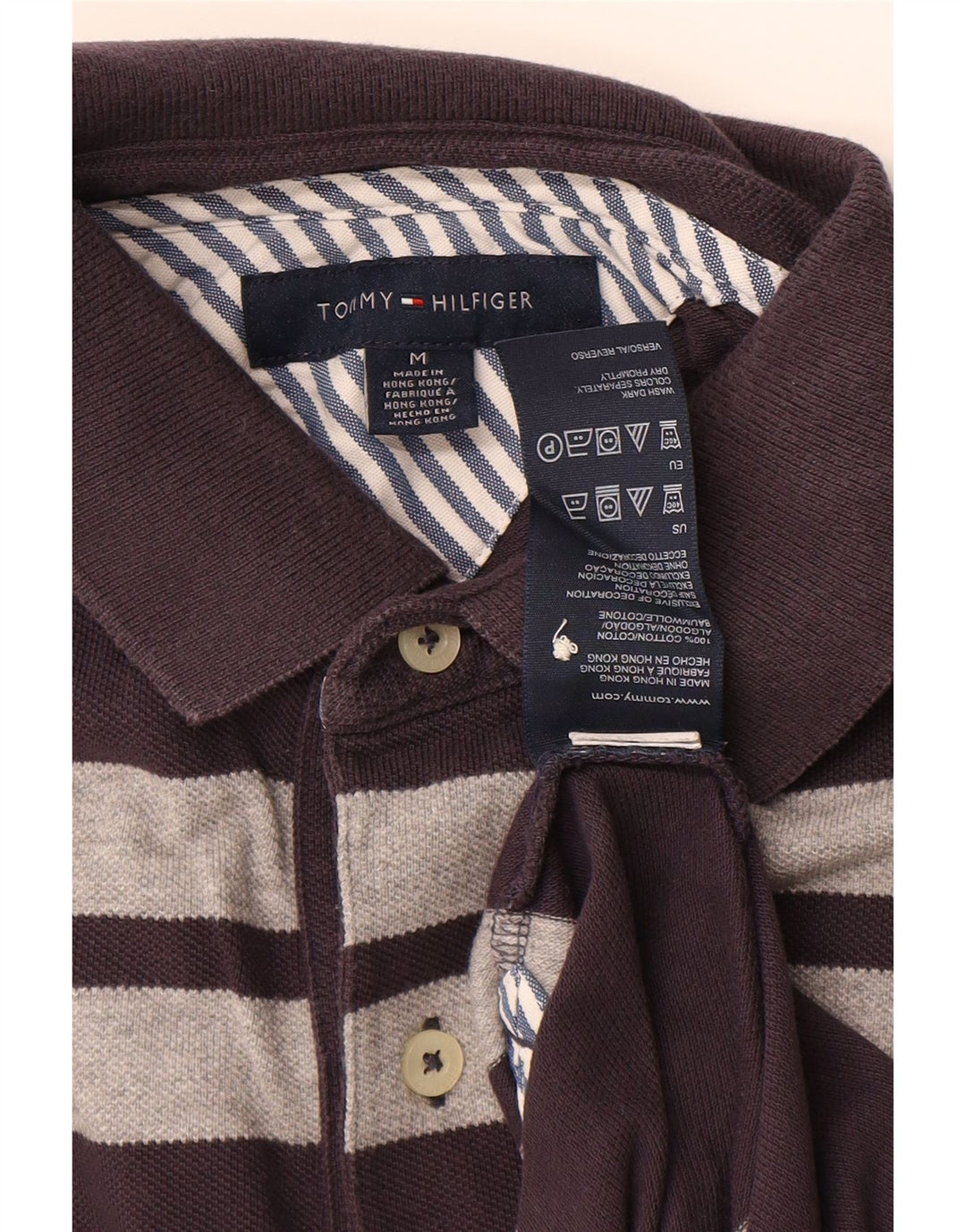 TOMMY HILFIGER Polo da uomo in cotone a righe medie blu navy