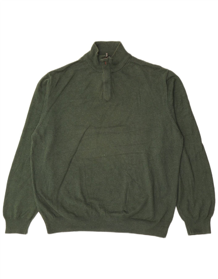 Maglione maglione da uomo con zip e collo Massimo Dutti 2XL cotone verde