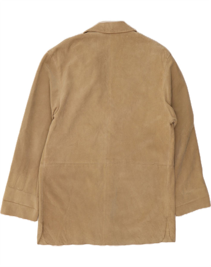 VINTAGE Womens Suede Coat IT 42 Medium Beige Leather Vintage Vintage and Second-Hand Vintage from Messina Hembry 