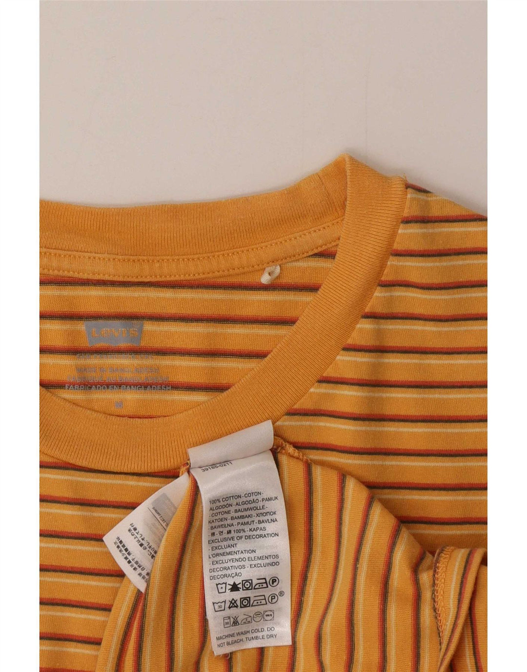 T-shirt da donna Levi's Top UK 12 cotone a righe arancione medio