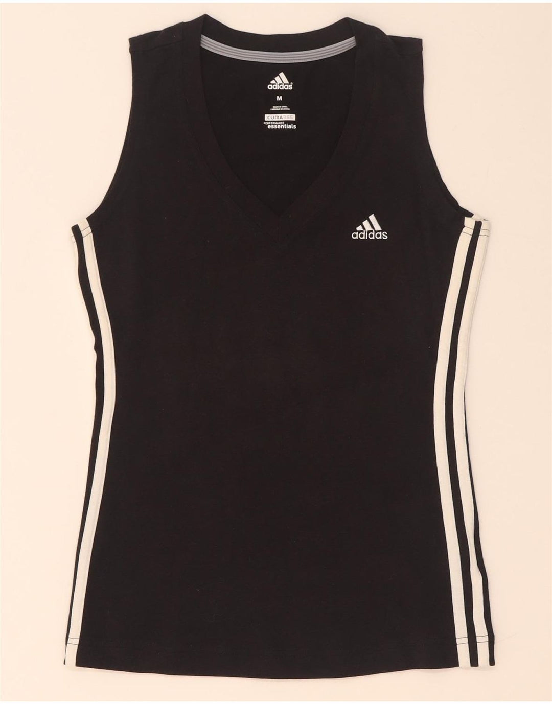 Canottiera Adidas Clima 365 da donna UK 12 medio cotone nero