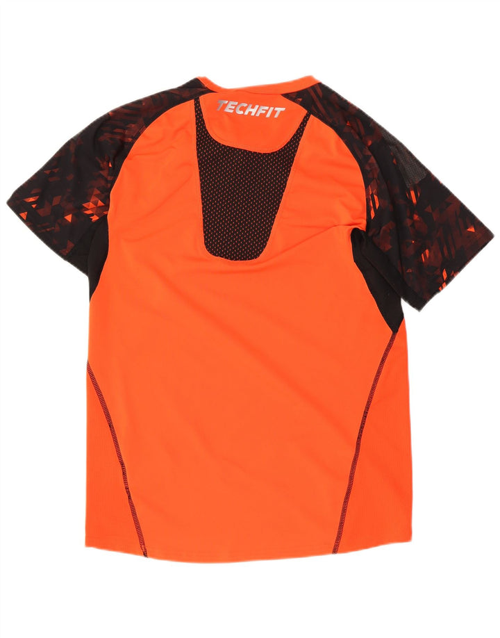 T-shirt Adidas da uomo Tech Fit Top Small arancione Colourblock in poliestere