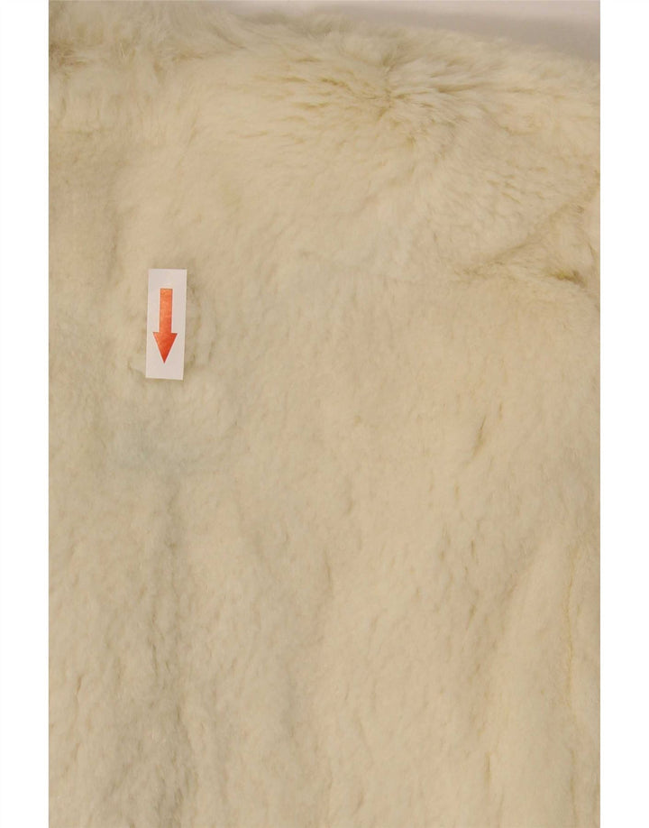 Cappotto mantella vintage in pelliccia sintetica da donna, taglia unica, bianco sporco